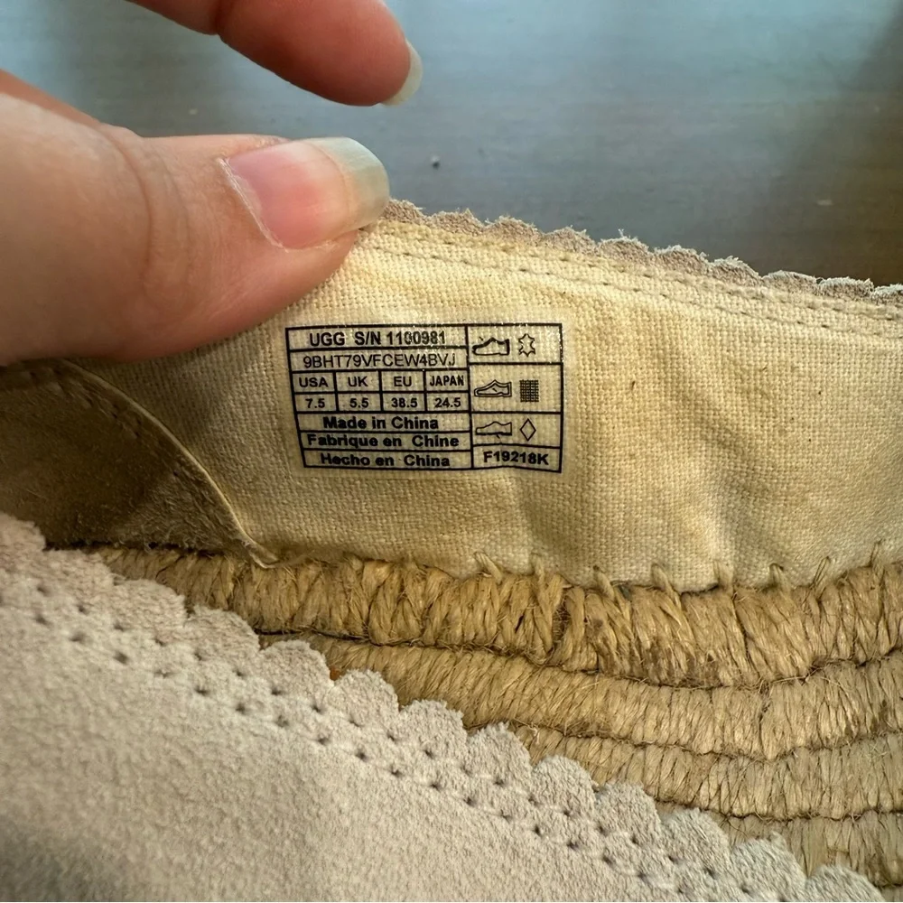 Ugg Heidi Perforated Suede Espadrille Loafers Beige Cream Womens Size 7.5